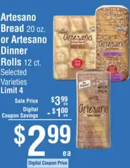 Smart & Final Artesano Bread or Artesano Dinner Rolls offer