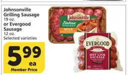 Albertsons Johnsonville Grilling Sausage 19 oz. or Evergood Sausage 12 oz offer