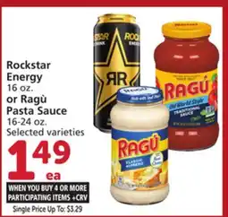 Albertsons Rockstar Energy 16 oz. or Ragù Pasta Sauce 16-24 oz offer