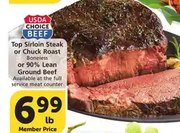 Albertsons Top Sirloin Steak or Chuck Roast Boneless or 90% Lean Ground Beef offer