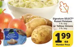 Albertsons Signature SELECT Russet Potatoes 5 lb. bag or Yellow Onions 3 lb. bag offer