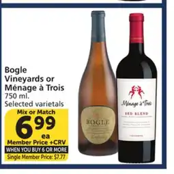 Albertsons Bogle Vineyards or Ménage à Trois offer