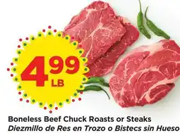 Food 4 Less Boneless Beef Chuck Roasts or Steaks offer