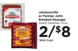 Ralphs Johnsonville or Farmer John Smoked Sausage offer