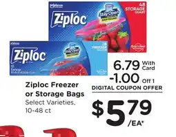 Ralphs Ziploc Freezer or Storage Bags offer