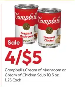 Stater Bros Campbell's Cream of Mushroom or Cream of Chicken Soup offer