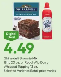 Stater Bros Ghirardelli Brownie Mix 18 to 20 oz. or Reddi Wip Dairy Whipped Topping 13 oz offer