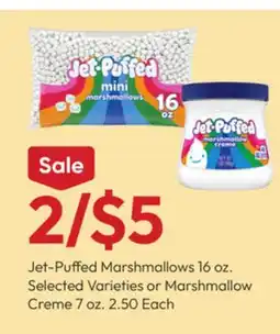 Stater Bros Jet-Puffed Marshmallows 16 oz. Selected Varieties or Marshmallow Creme 7 oz offer