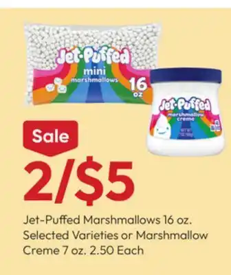 Stater Bros Jet-Puffed Marshmallows 16 oz. Selected Varieties or Marshmallow Creme 7 oz offer