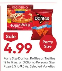 Stater Bros Party Doritos, Ruffles or Tostitos 12 to 17 oz. or DiGiorno Personal Size Pizza 8.5 to 9.3 oz offer