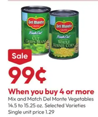 Stater Bros Del Monte Vegetables offer
