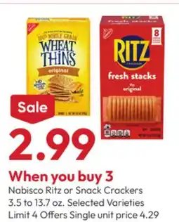 Stater Bros Nabisco Ritz or Snack Crackers offer
