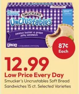 Stater Bros Smucker's Uncrustables Soft Bread Sandwiches offer