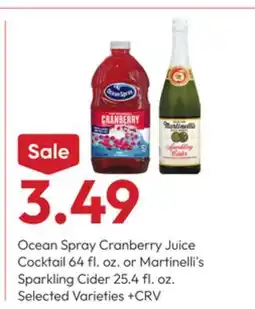 Stater Bros Ocean Spray Cranberry Juice Cocktail 64 fl. oz. or Martinelli's Sparkling Cider 25.4 fl. oz offer