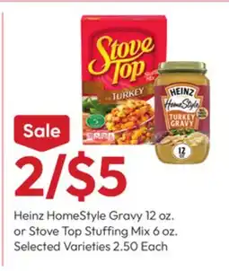 Stater Bros Heinz HomeStyle Gravy 12 oz. or Stove Top Stuffing Mix 6 oz offer