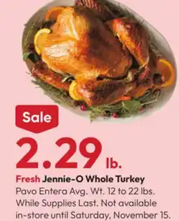 Stater Bros Fresh Jennie-O Whole Turkey offer