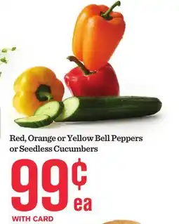 Mariano's Red, Orange or Yellow Bell Peppers or Seedless Cucumbers offer