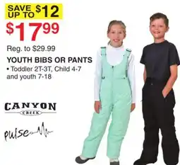 Dunham's Sports CANYON CREEK YOUTH BIBS OR PANTS offer