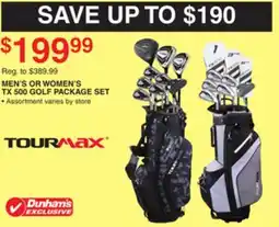 Dunham's Sports TOURMAX MEN'S OR WOMEN'S TX 500 GOLF PACKAGE SET offer