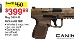 Dunham's Sports CANIK MC9 9MM FDE offer
