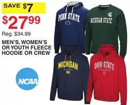 Dunham's Sports NCAA MEN'S, WOMEN'S OR YOUTH FLEECE HOODIE OR CREW offer