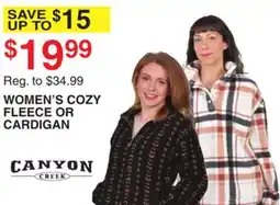 Dunham's Sports CANYON CREEK WOMEN'S COZY FLEECE OR CARDIGAN offer
