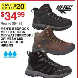 Dunham's Sports HI-TEC MEN'S BEDROCK MID, BEDROCK MID WATERPROOF, OR MESA MID WATERPROOF HIKERS offer