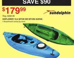 Dunham's Sports SUNDOLPHIN EXPLORER 10.4 SIT-IN OR SIT-ON KAYAK offer