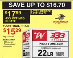 Dunham's Sports 22LR AMMO offer