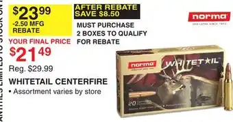 Dunham's Sports NORMA WHITETAIL CENTERFIRE offer