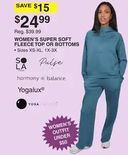 Dunham's Sports WOMEN'S SUPER SOFT FLEECE TOP OR BOTTOMS offer