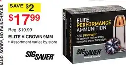 Dunham's Sports SIGSAUER ELITE V-CROWN 9MM offer