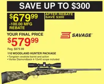 Dunham's Sports SAVAGE 110 WOODLAND HUNTER PACKAGE offer