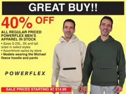 Dunham's Sports ALL REGULAR PRICED POWERFLEX MEN'S APPAREL IN STOCK offer