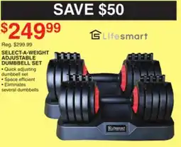 Dunham's Sports LIFESMART SELECT-A-WEIGHT ADJUSTABLE DUMBBELL SET offer