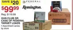 Dunham's Sports GUN CLUB OR CASE OF FEDERAL TARGET LOADS offer