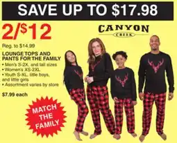 Dunham's Sports LOUNGE TOPS AND PANTS FOR THE FAMILY offer