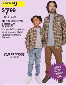 Dunham's Sports MEN'S OR BOYS' EVERYDAY FLANNEL offer