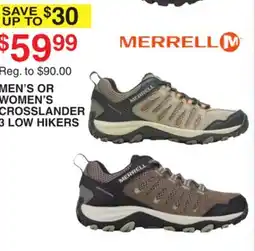Dunham's Sports MERRELL MEN'S OR WOMEN'S CROSSLANDER 3 LOW HIKERS offer