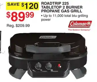 Dunham's Sports COLEMAN ROADTRIP 225 TABLETOP 2 BURNER PROPANE GAS GRILL offer