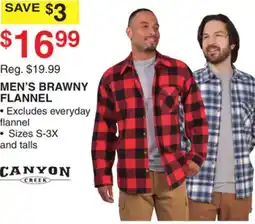Dunham's Sports CANYON CREEK MEN'S BRAWNY FLANNEL offer