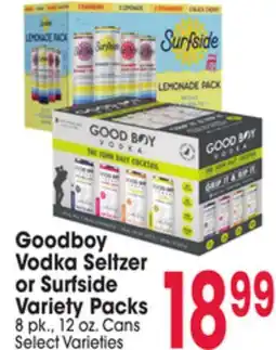 Jewel-Osco Goodboy Vodka Seltzer or Surfside Variety Packs offer