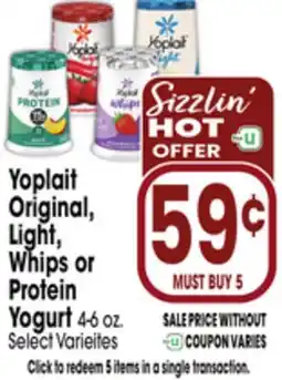 Jewel-Osco Yoplait Original, Light, Whips or Protein Yogurt offer