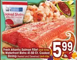 Jewel-Osco Fresh Atlantic Salmon Fillet Waterfront Bistro 41-50 Ct. Cooked Shrimp Peeled and Deveined offer