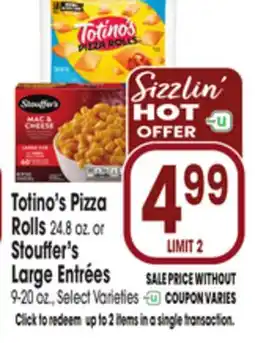 Jewel-Osco Totino's Pizza Rolls 24.8 oz. or Stouffer's Large Entrées offer