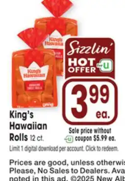 Jewel-Osco King's Hawaiian Rolls offer