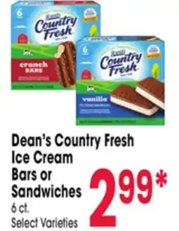 Jewel-Osco Dean's Country Fresh Ice Cream Bars or Sandwiches offer