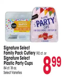 Jewel-Osco Signature Select Family Pack Cutlery 192 ct. or Signature Select Plastic Party Cups 84 ct. 18 oz offer