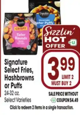 Jewel-Osco Signature Select Fries, Hashbrowns or Puffs offer