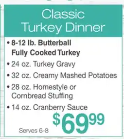 Jewel-Osco Classic Turkey Dinner offer